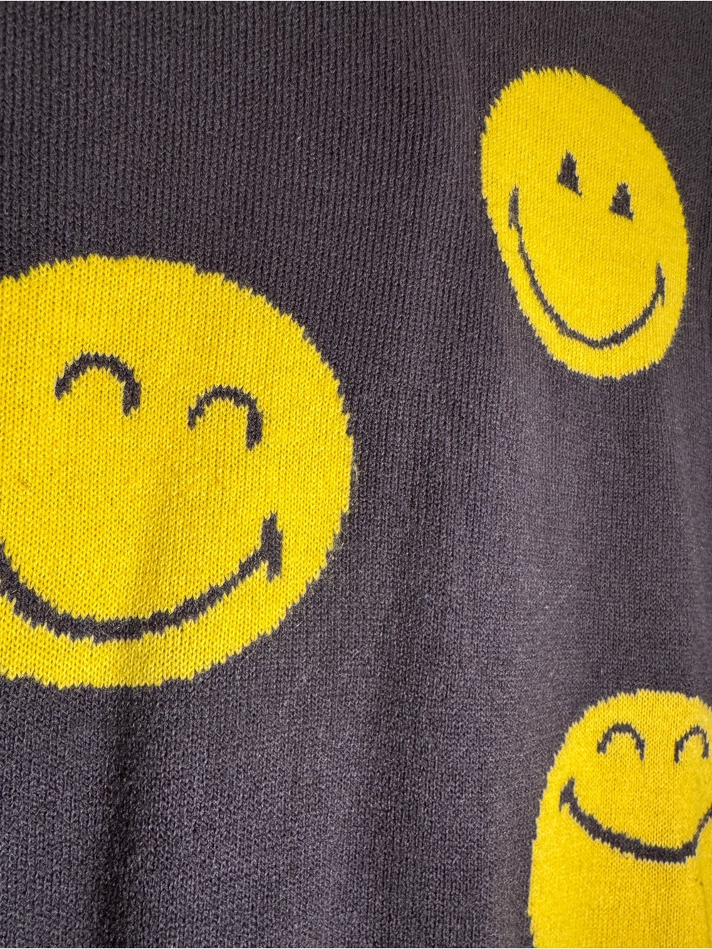 H&M Girls Black Sweater with Yellow Smiley Face Pattern - Picture 7 of 7